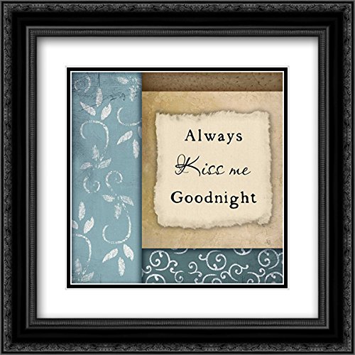 15x15 Black Ornate Framed Double Matted Museum Art Print 'Always Kiss Me Goodnight' by Jennifer Pugh - Perfect for Bedroom Wall Decor & Romantic Home Interiors