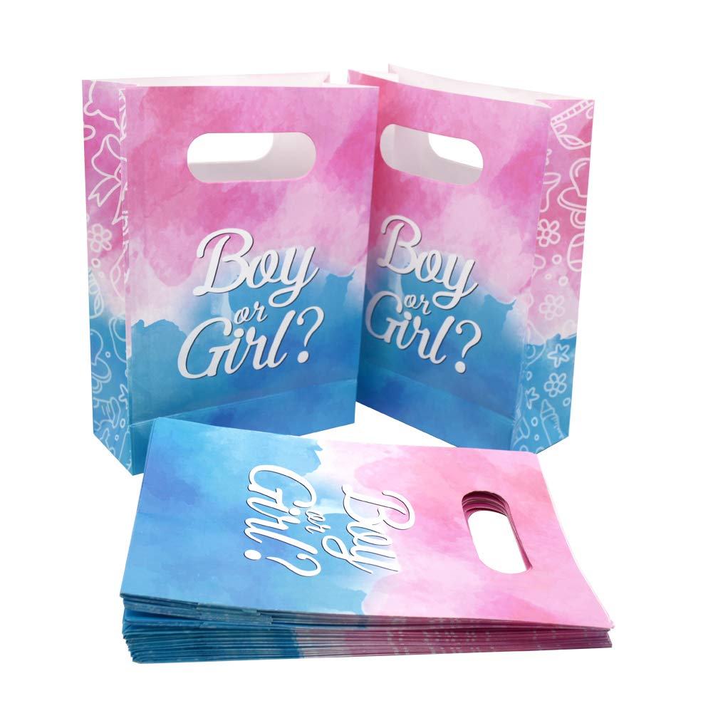 WEEPA 24 Pack Gender Reveal Party Supplies - Baby Shower Favor Gift Bags, Treat Goodie Bags for Table Decorations | Perfect for Gender Reveal Parties, Baby Showers & Celebrations