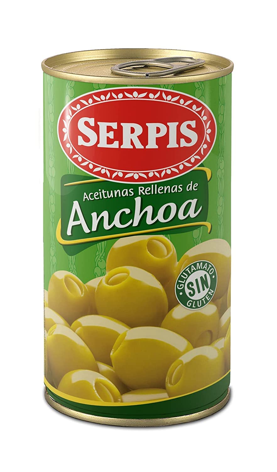 SERPIS Stuffed Olives with Anchovies - 350g Jar | Premium Spanish Olives for Charcuterie Boards, Tapas & Gourmet Snacking
