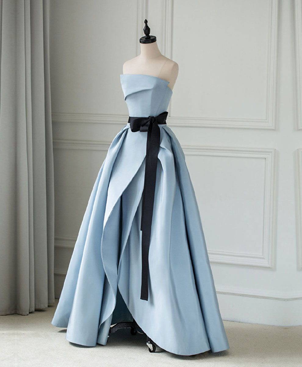 Elegant Blue Satin Long Prom Dress - Formal Evening Gown for Women | Perfect for Homecoming, Ball, Wedding & Special Occasions