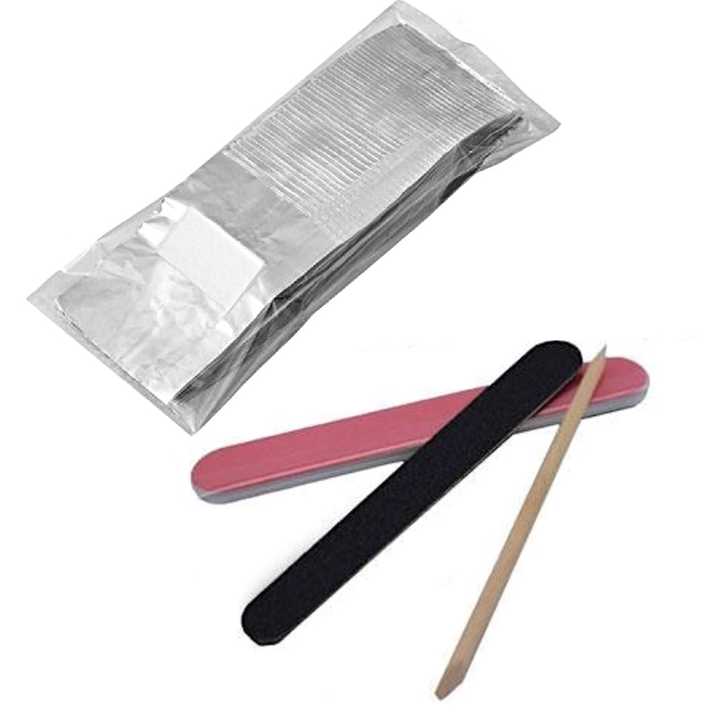50 Pcs Disposable Nail Removal Kit with Foil Wraps, Nail File & Buffer - Professional Manicure & Pedicure Tools for Salon & Home Use