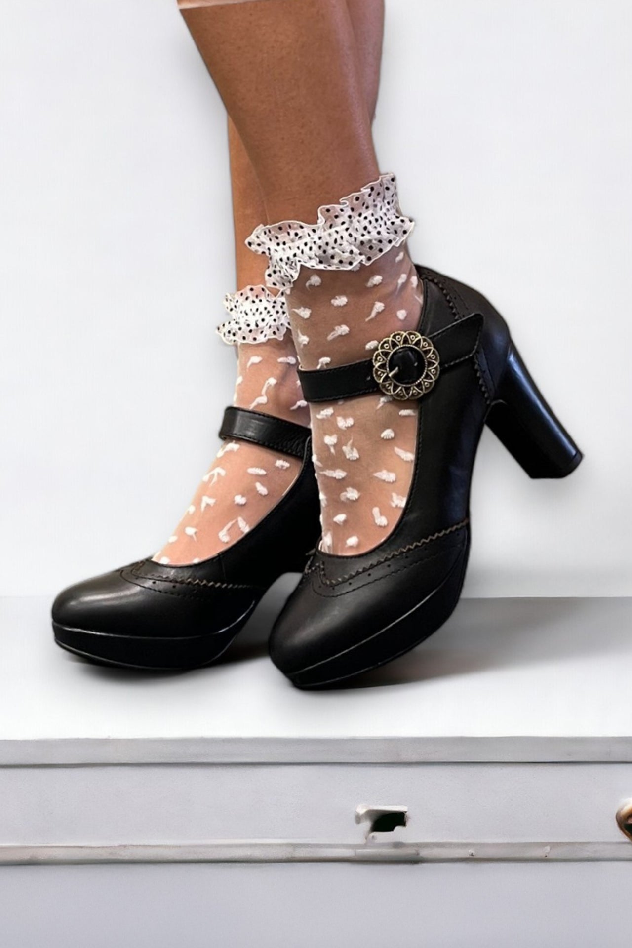 Dossier Mary Jane Heels for Women - Classic Comfortable Low Block Heel Shoes | Perfect for Office, Wedding & Everyday Wear