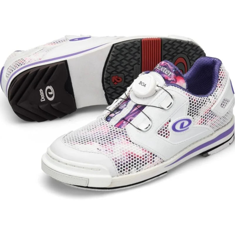 Dexter SST 8 BOA Power Frame Women's Bowling Shoes - White, Purple, Multi-Color | Professional Performance for League & Tournament Play