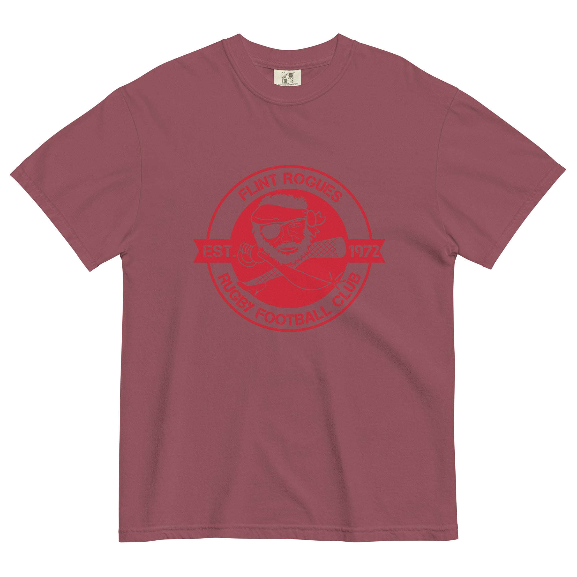 Flint Rogues RFC Garment Dyed Cotton T-Shirt for Men | Vintage Washed Soft Tee | Perfect for Casual Wear, Street Style & Everyday Outfits