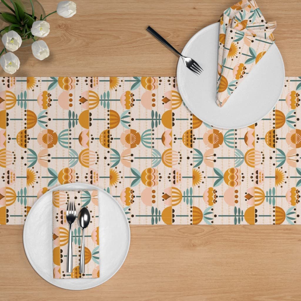 Custom Geometric Abstract Small Scale Print Cotton Sateen Table Runner - 108