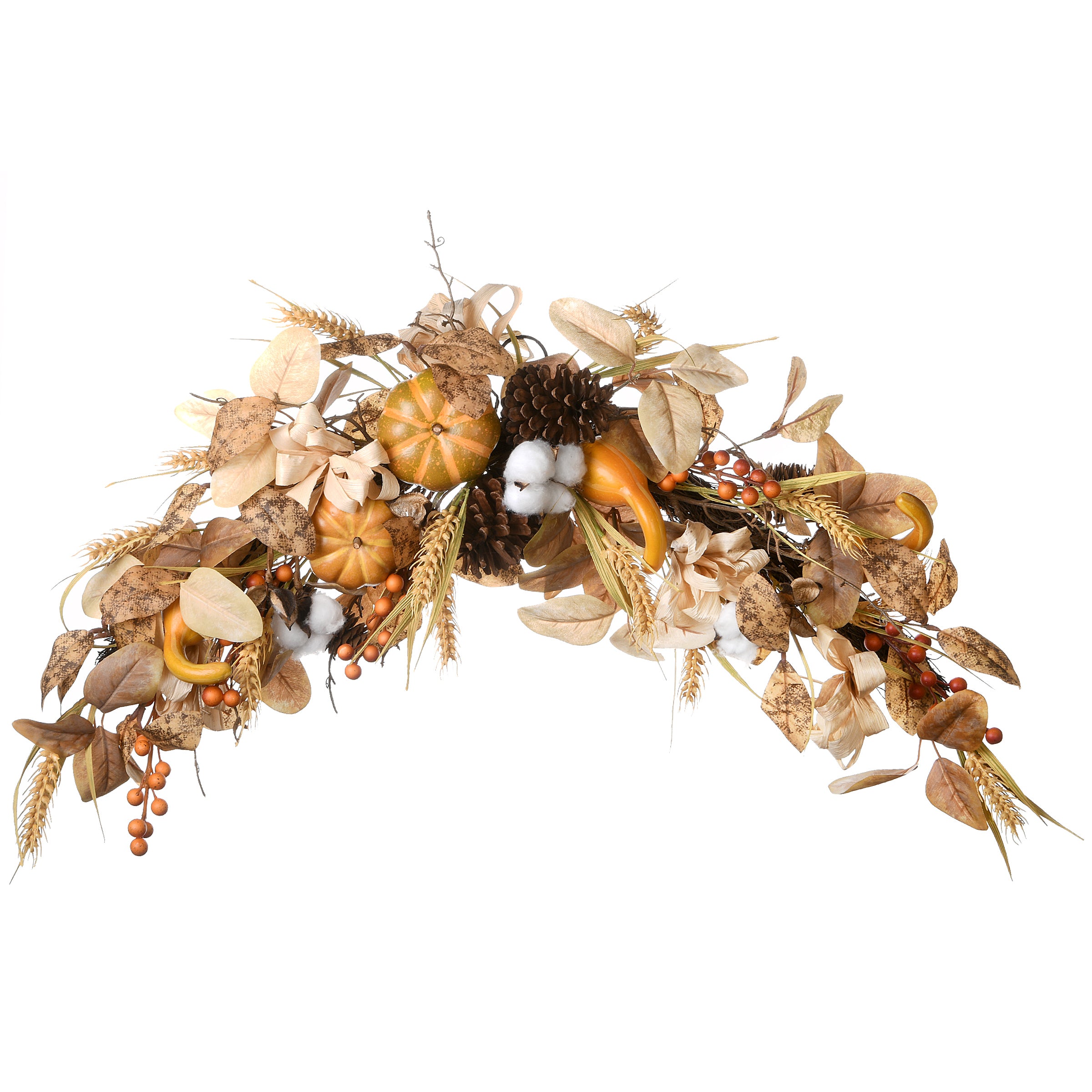 36 Inch Fall Door Wreath with Pine Cones, Pumpkins & Gourds - Autumn Leaf Decor for Front Door, Thanksgiving & Halloween Seasonal Home Decoration