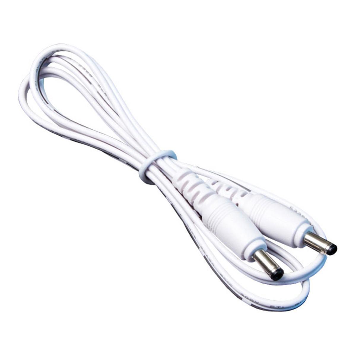 24in. White Male to Male Cable Connector for GM Under Cabinet Lighting - Perfect for Kitchen, Closet, and Display Case LED Strip Light Installation