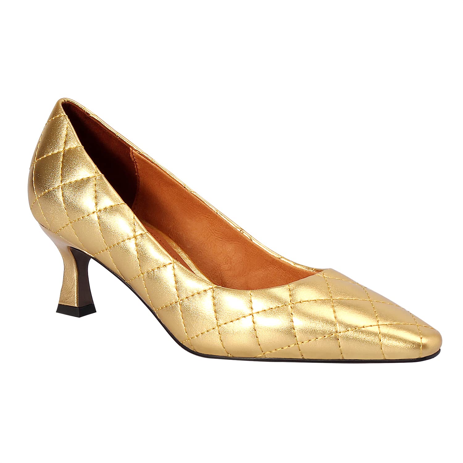 GiaoDeen Women's Kitten Heel Pumps - Square Toe Slip-On Leather Dress Shoes for Work & Office | Comfortable Mid Heel Professional Shoes for Business, Wedding & Formal Occasions