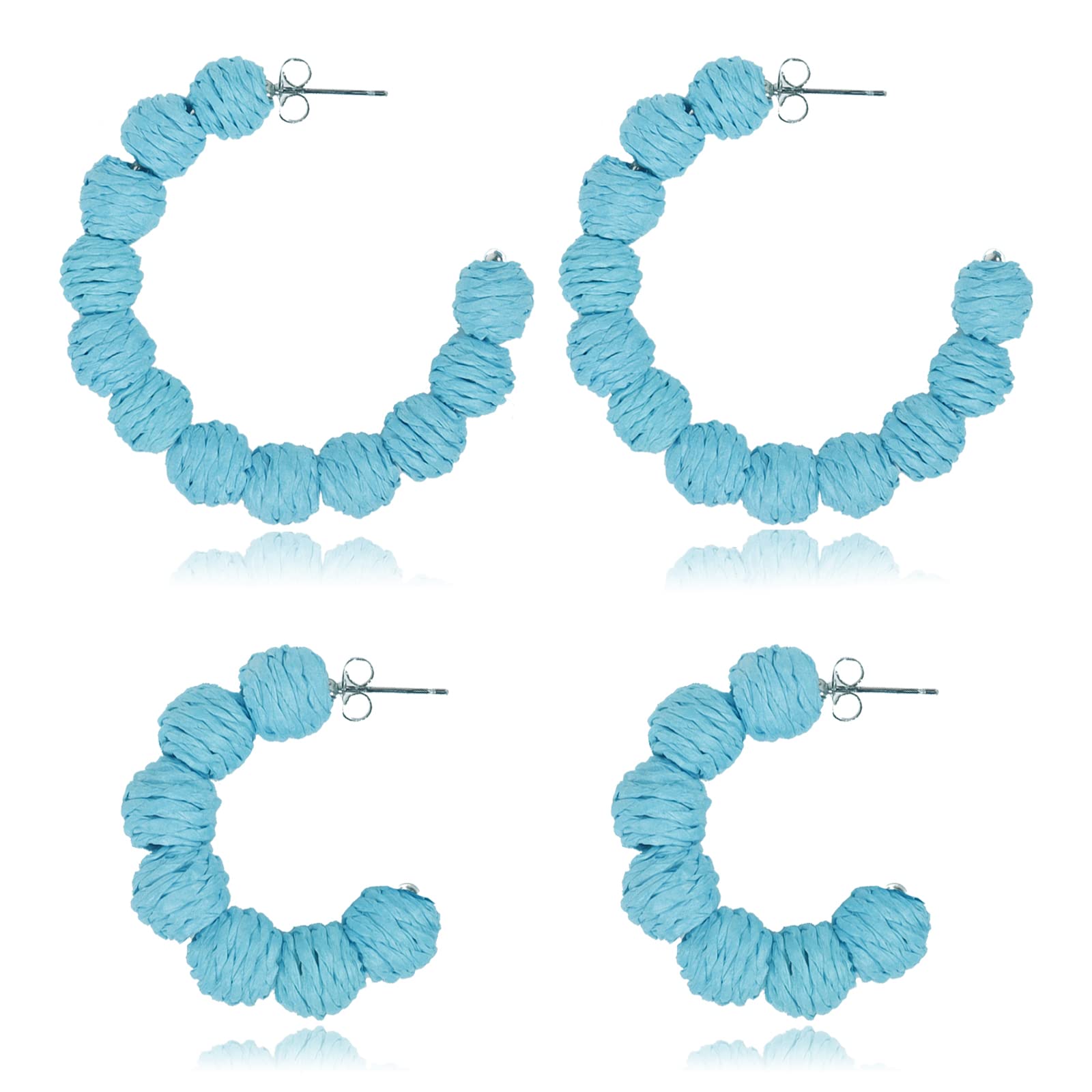 Handmade Rattan Hoop Earrings for Women - Bohemian Woven Straw Wicker Statement Jewelry - Perfect for Summer, Beach, Vacation & Festival Accessories