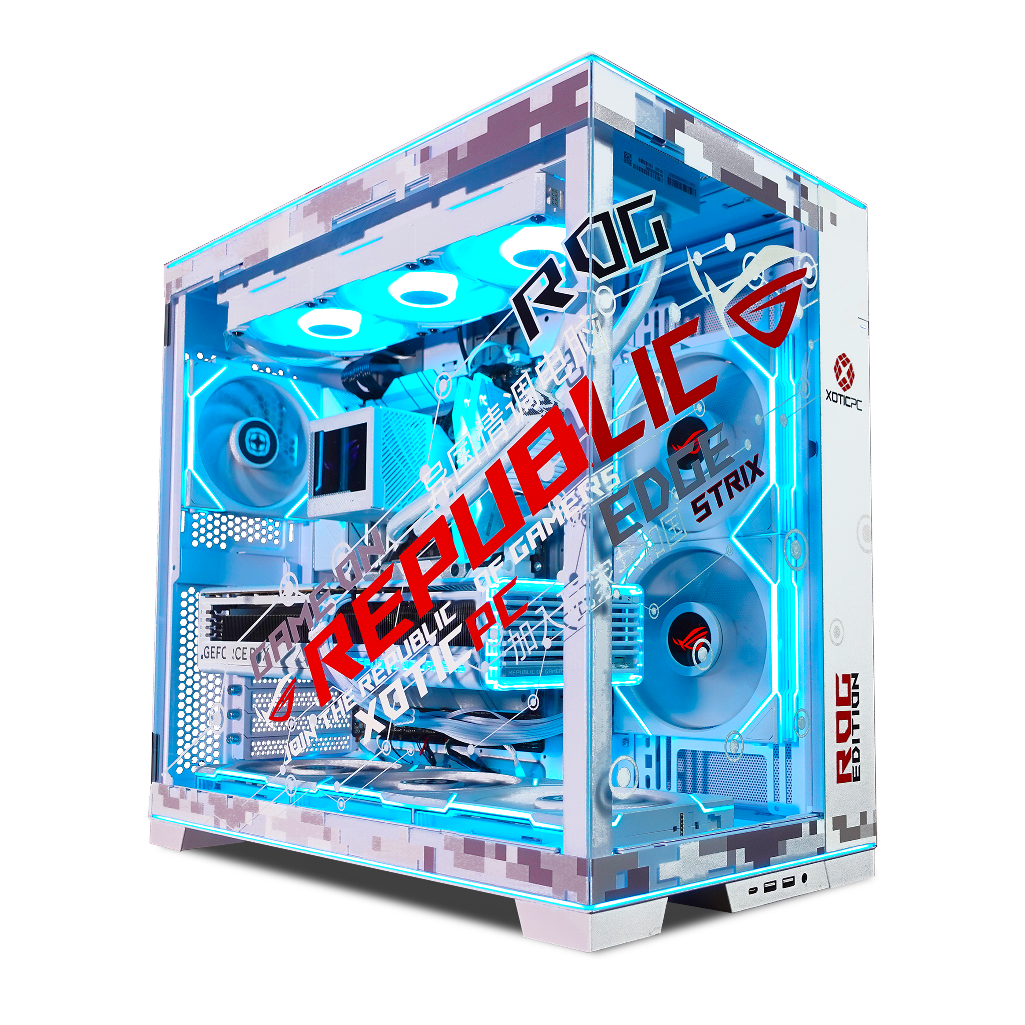 EVO ROG O11D Ghost Ultimate PC Case - High Performance Gaming Computer Case with Tempered Glass & RGB Lighting - Perfect for Gaming Setups, Streaming & Custom Builds