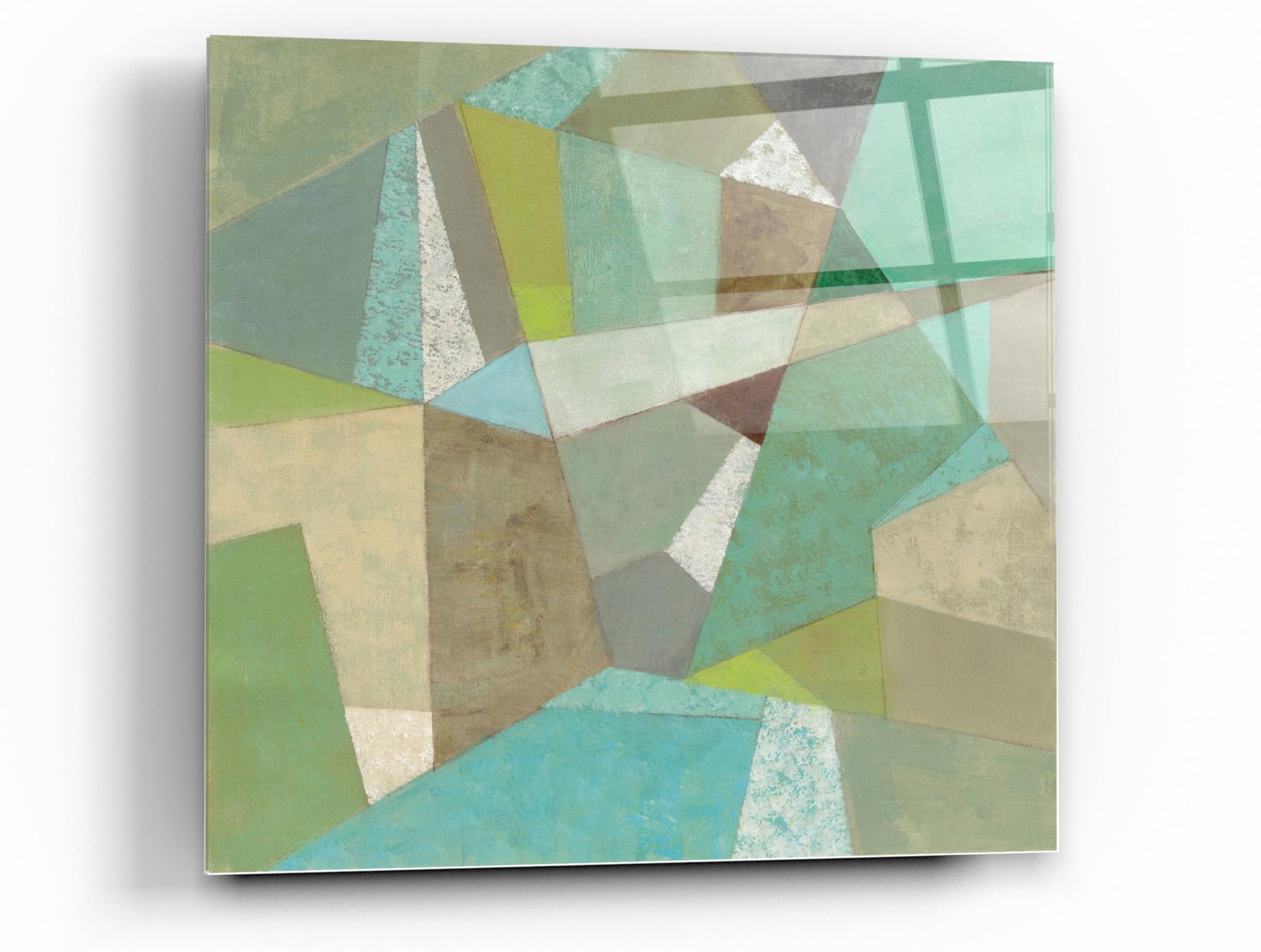 Silvia Vassileva 'Spa Geo Metric' Acrylic Glass Wall Art - 36x36 Inches Modern Abstract Painting for Living Room, Bedroom & Office Decor