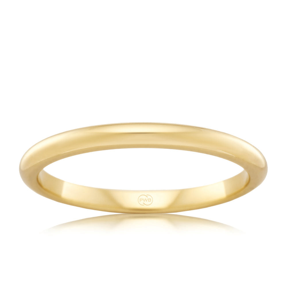 9ct Yellow Gold 2.5mm High Dome Ring for Women - Elegant Stackable Wedding Band, Anniversary Gift Jewelry - Perfect for Everyday Wear & Special Occasions