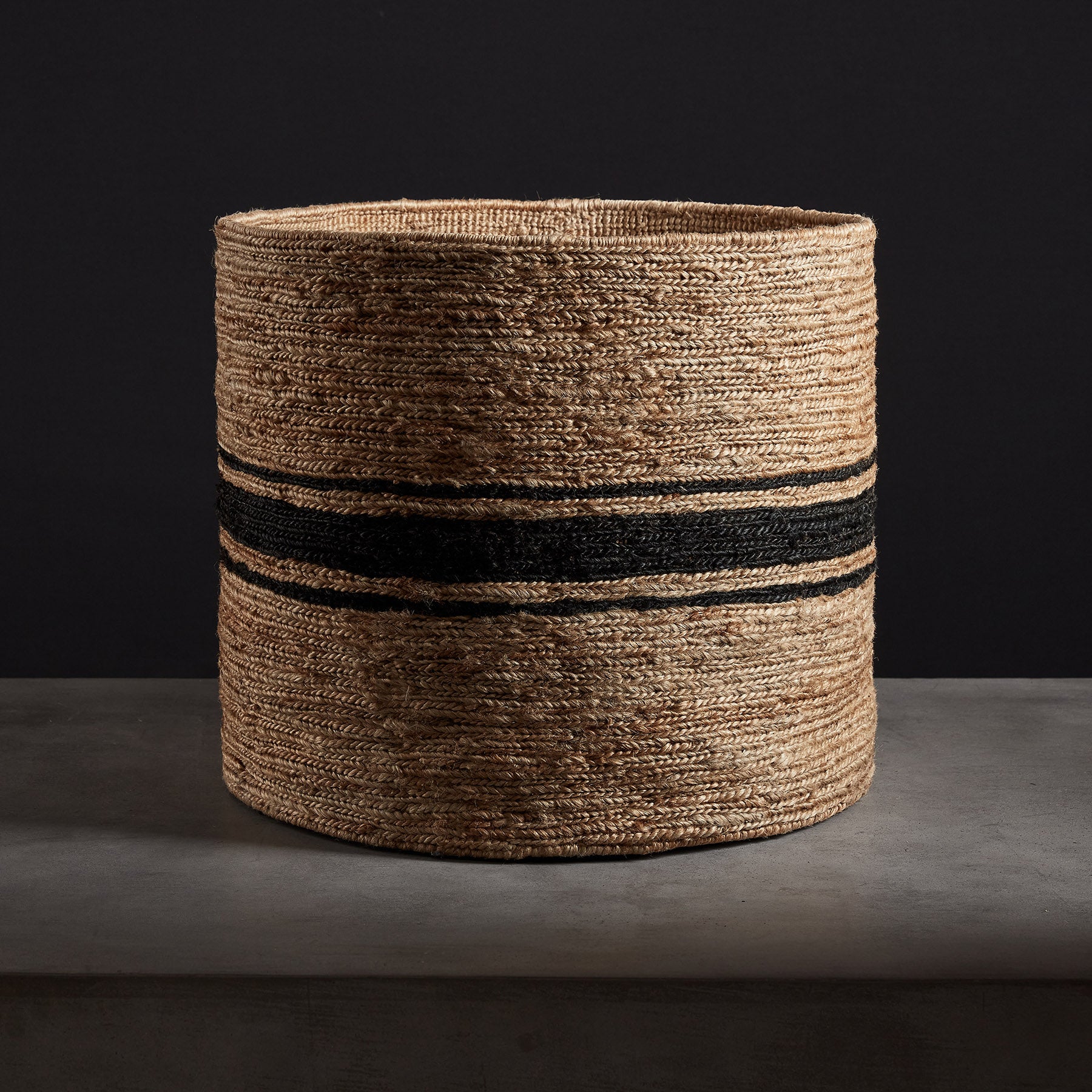 Natural & Charcoal Striped Jute Basket 21