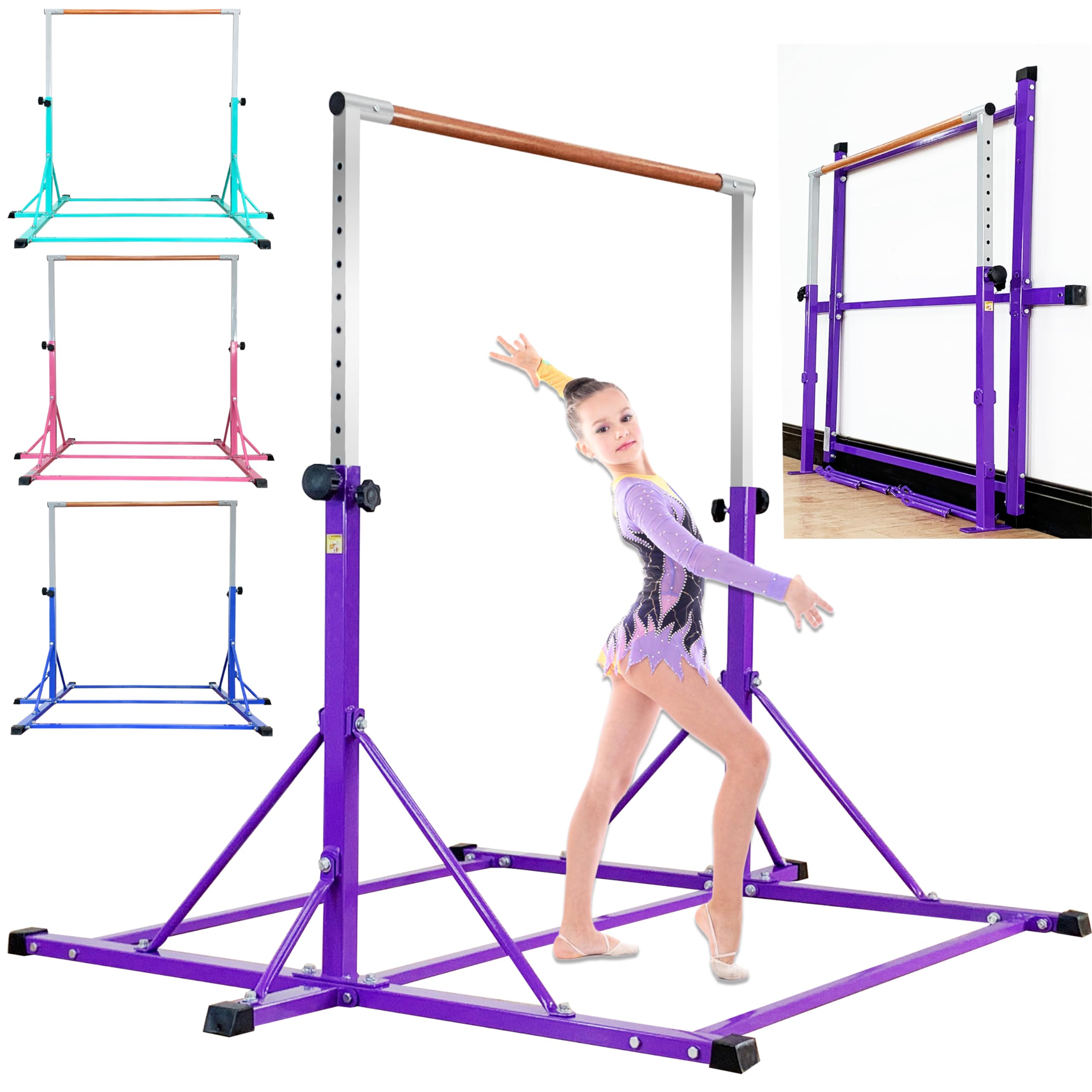 Sturdy Gymnastic Kip Bar with Big Triangle Structure - 3-Point Connection Training Equipment for Kids Ages 3-18 | Home & Club Use | Perfect for Backyard Practice, Gymnastics Training & Fitness Routines