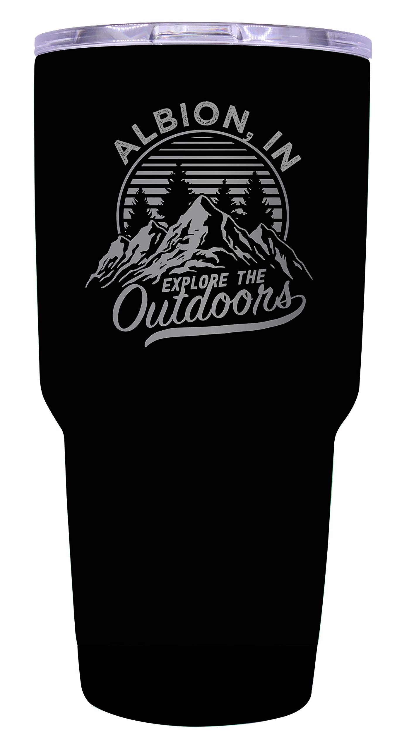 Premium 24 oz Insulated Stainless Steel Tumbler with Laser Engraved Albion Indiana Souvenir Design - Double Wall Vacuum Insulation, Leakproof Lid, Keeps Drinks Hot/Cold for Hours - Perfect for Coffee, Tea, Travel, Camping & Outdoor Activities (Black)