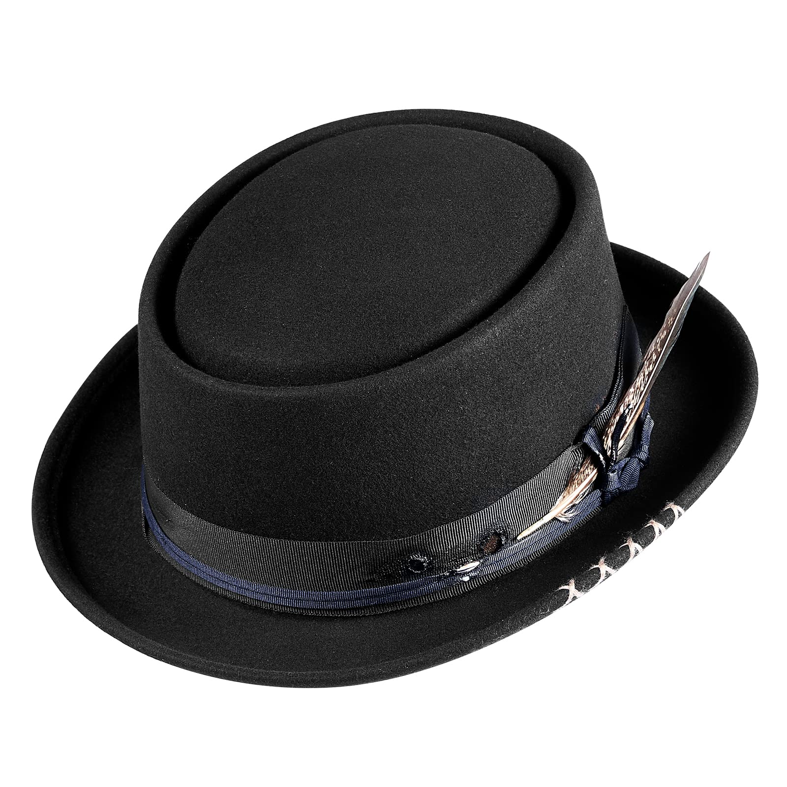 RUEDIGER 100% Wool Felt Wide Brim Fedora Hat for Men & Women - Distressed/Burned Handmade Panama Rancher Hat with Lightning Logo | Perfect for Outdoor Adventures, Country Music Festivals & Western Fashion
