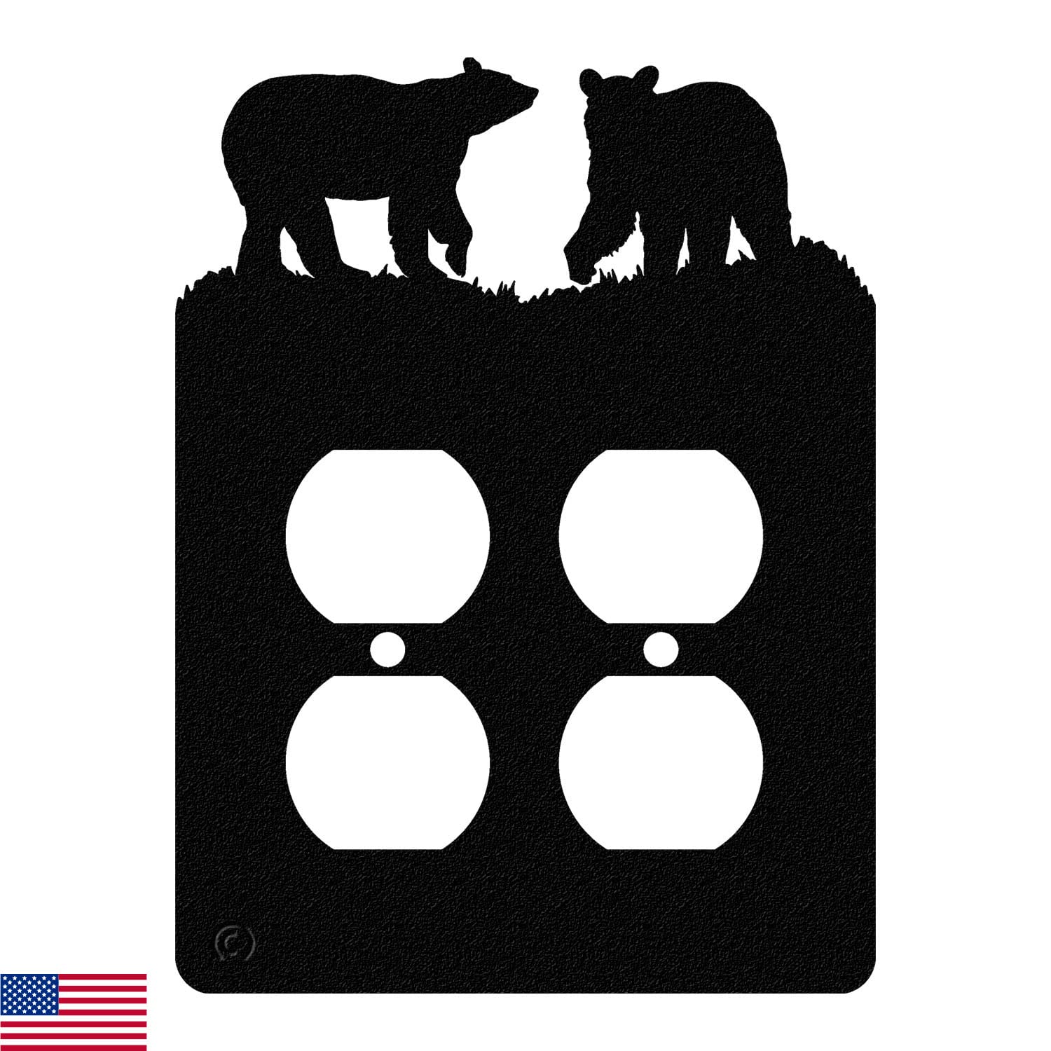 Bear Double Duplex Power Outlet Wall Plate - 2 Gang Electrical Outlet Cover, Black - Perfect for Home, Office & Commercial Spaces