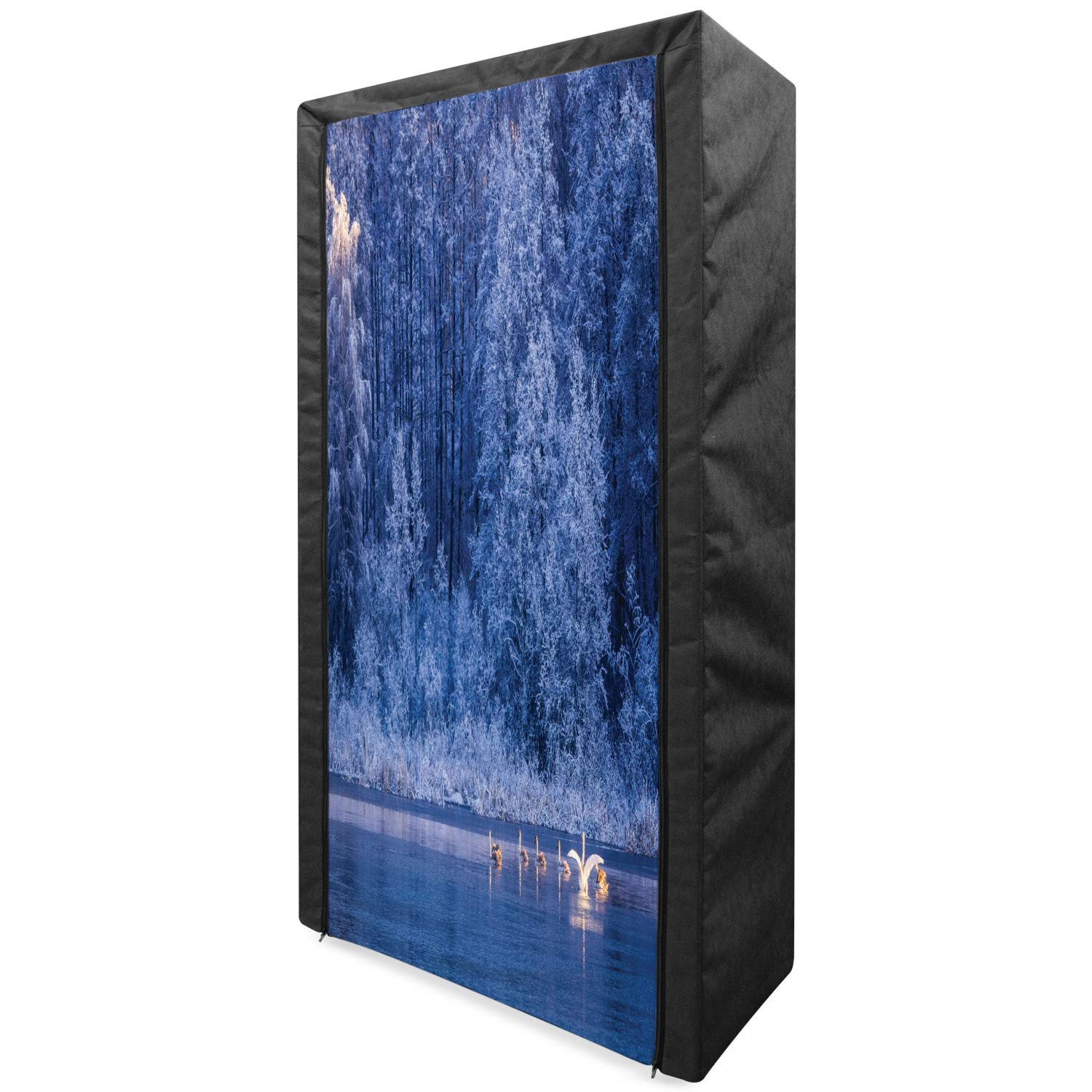 Ambesonne Winter Portable Fabric Wardrobe with Shelves - 33.5