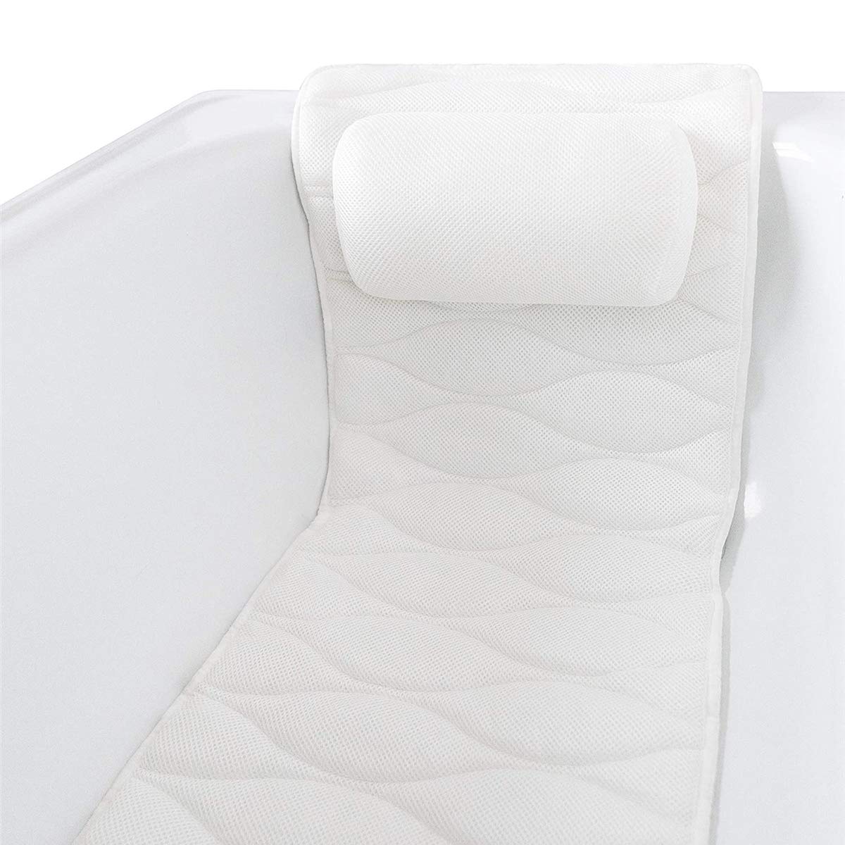 **Full Body Spa Bathtub Pillow with 3D Air Mesh & 17 Non-Slip Suction Cups - Neck, Back & Tailbone Support - Quick Dry Bath Mat for Relaxing Bubble Baths & Hydrotherapy**