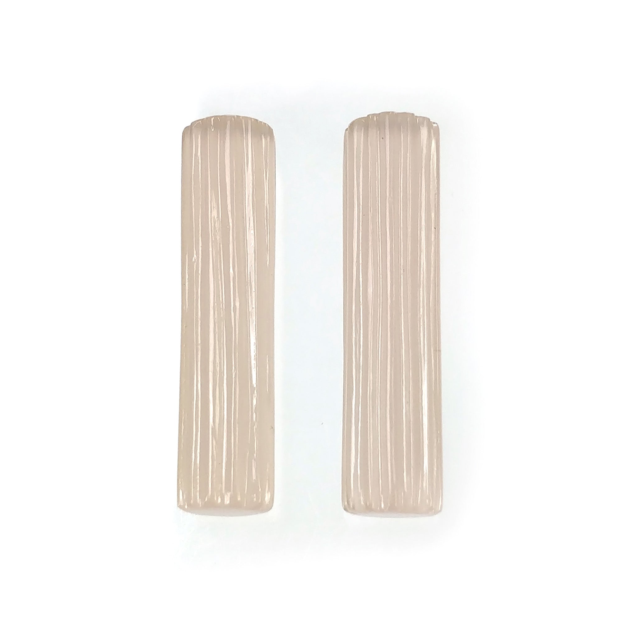 Natural Peach Onyx Gemstone Carving - 29.00cts Hand Carved Drops, Enhanced Color, 30x7mm Uneven Shape Pair for Jewelry Making & DIY Crafts | Perfect for Earrings, Necklaces & Boho Style Accessories