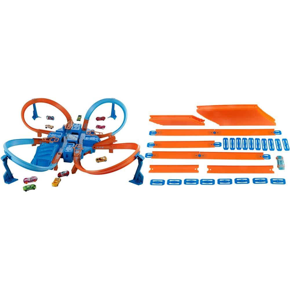 Hot Wheels Criss Cross Crash Track Set with 40 Feet Mega Track & Exclusive Cars - Amazon Exclusive Toy for Kids - Perfect for Racing, Stunt Shows & Birthday Gifts