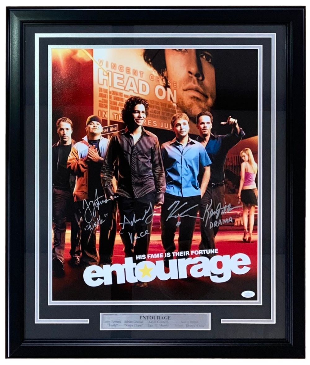 Entourage Cast Signed Framed 16x20 Photo - Autographed by Adrian Grenier & Cast with JSA COA | Perfect for TV Memorabilia Collectors & Man Cave Decor