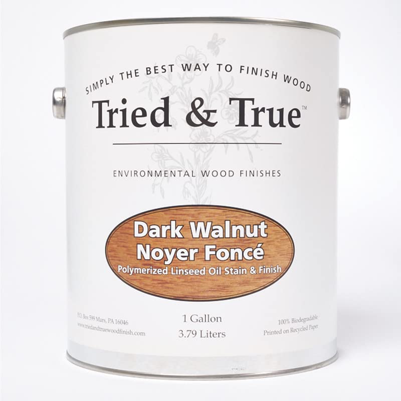 Premium Dark Walnut Wood Stain & Finish - 1 Gallon | Food Safe, VOC Free, Solvent & Dye Free Danish Oil | Natural Linseed Oil & Pigments for Furniture, Decks & DIY Woodworking Projects