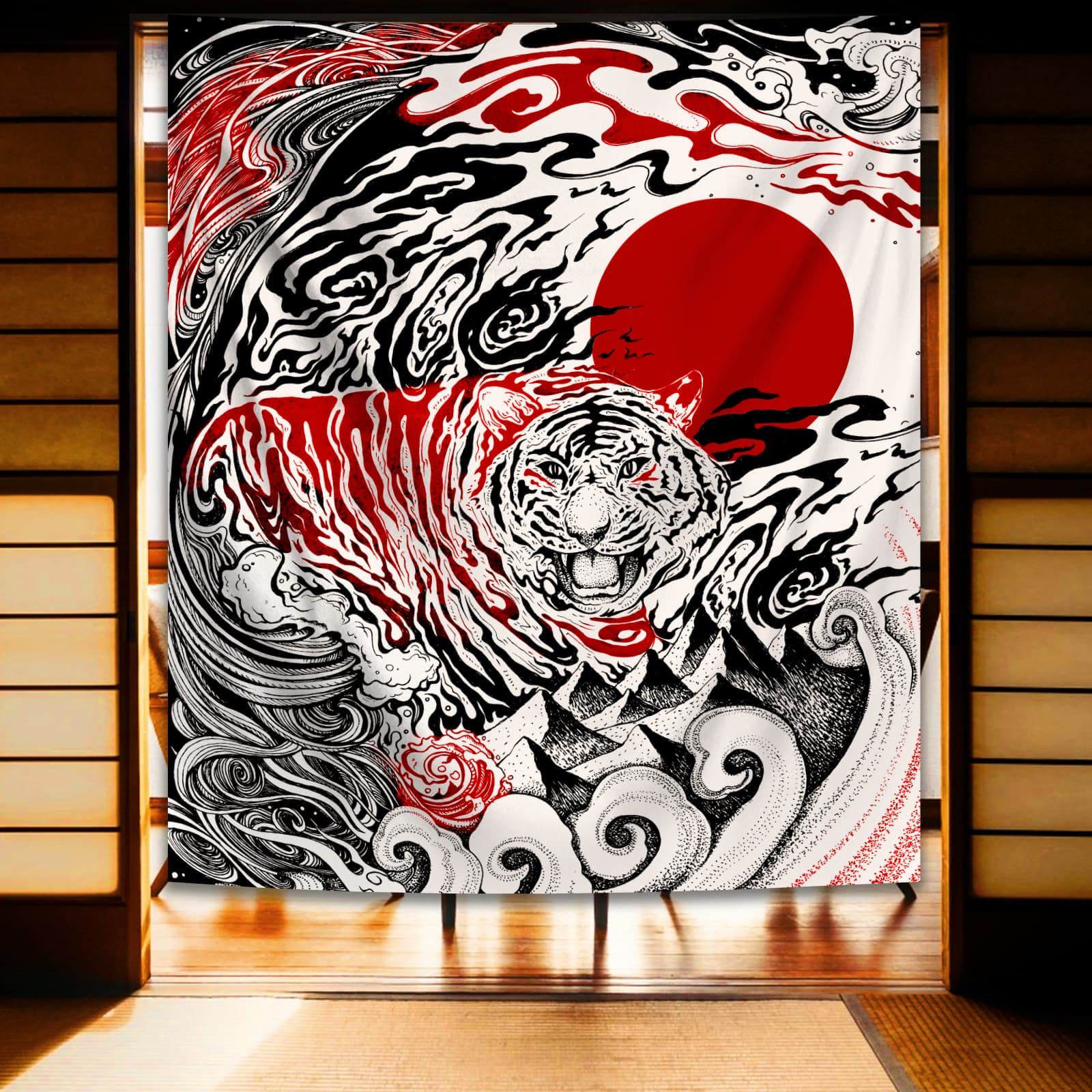 ARTCREATOR Japanese Cool Tiger Anime Tapestry Wall Hanging - 59