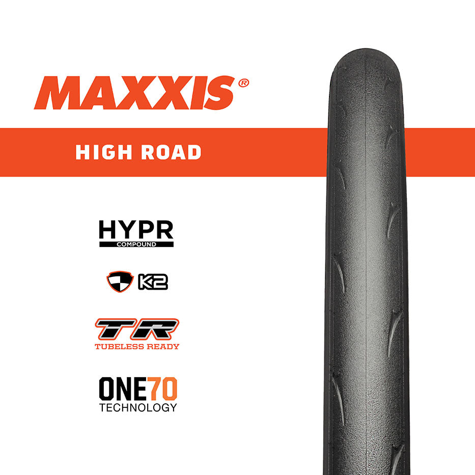 Maxxis High Road Gen 2 700c Road Bike Tire - High Performance, Low Rolling Resistance for Racing & Training - Perfect for Road Cycling, Triathlons & Endurance Rides