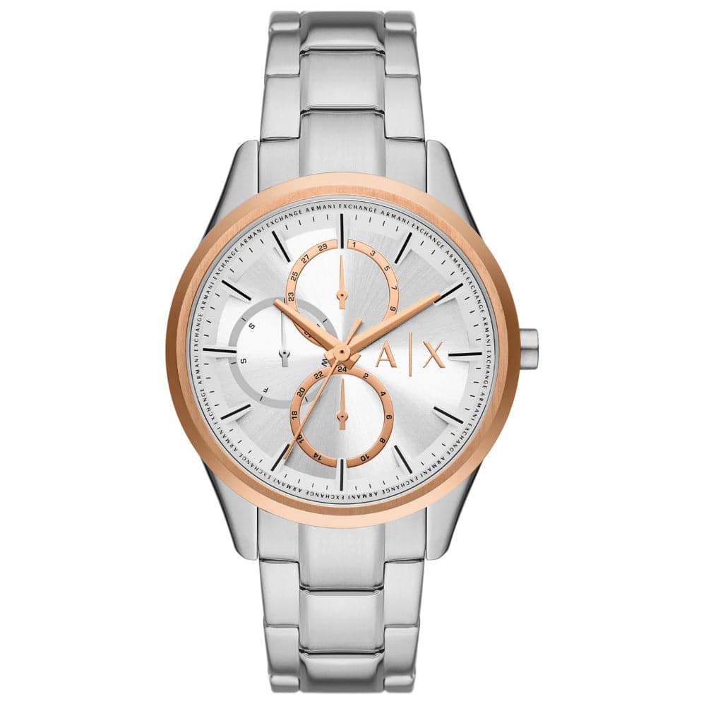 Armani Exchange AX1870 Men's Stainless Steel Watch - Silver Multifunction Strap for Business, Casual & Formal Wear