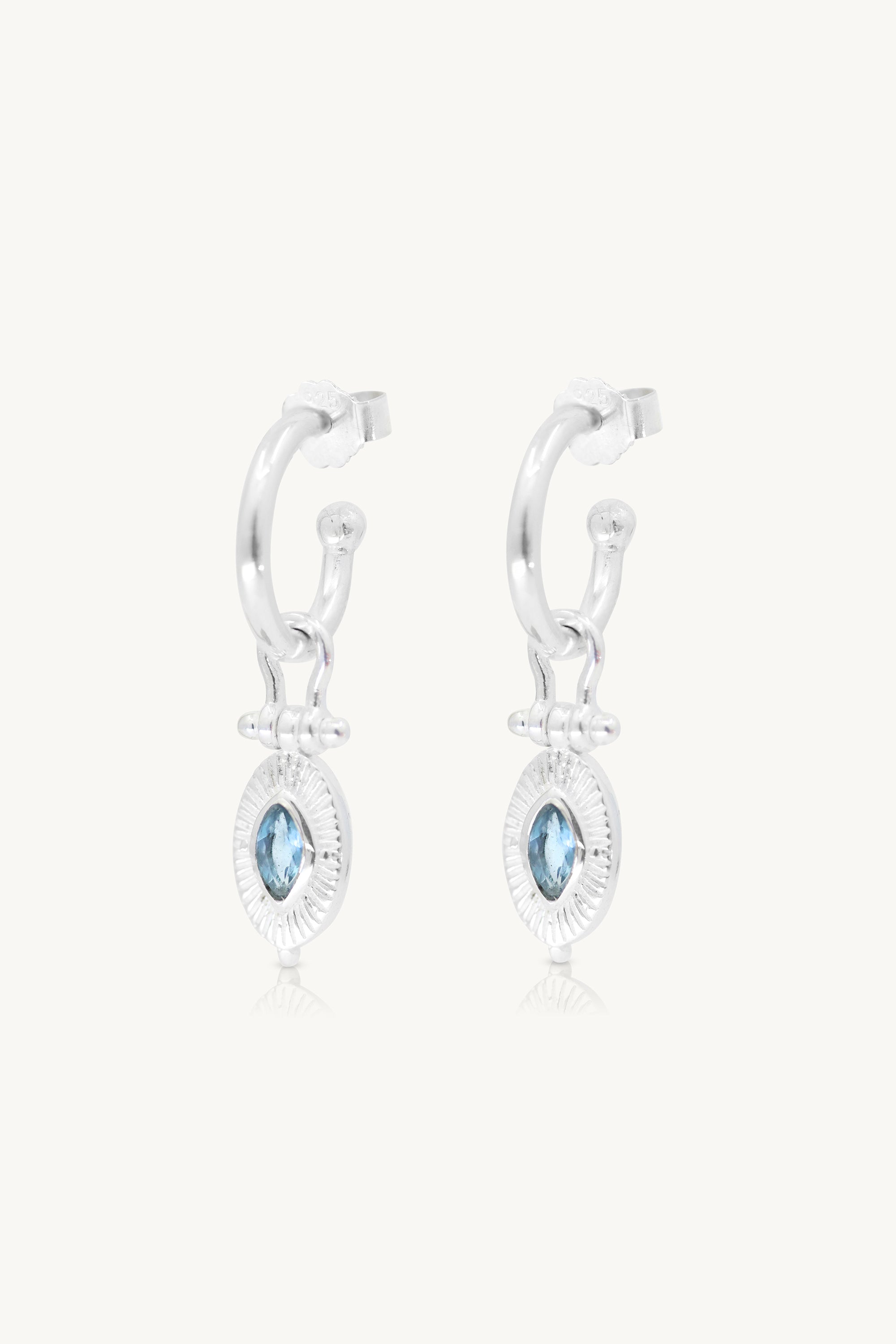 Radiance Apatite Silver Hoop Earrings - Elegant Gemstone Jewelry for Women | Perfect for Parties, Weddings & Everyday Wear
