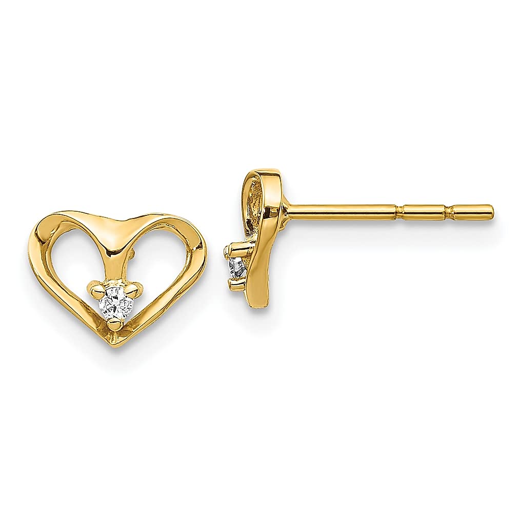14K Yellow Gold Diamond Heart Stud Earrings for Women - Ball Button Love Fine Jewelry Gift for Her - Perfect for Valentine's Day, Anniversary & Special Occasions