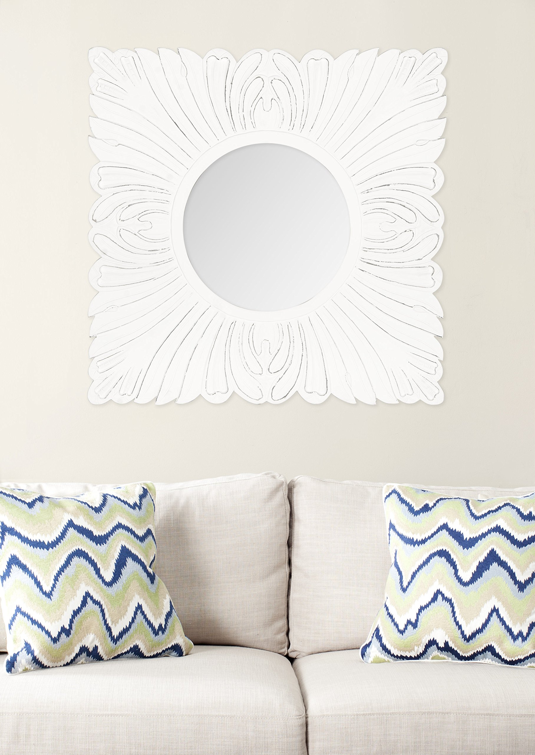 Safavieh Home Collection Acanthus Mirror - White Wall Mirror for Living Room, Bedroom & Entryway Decor