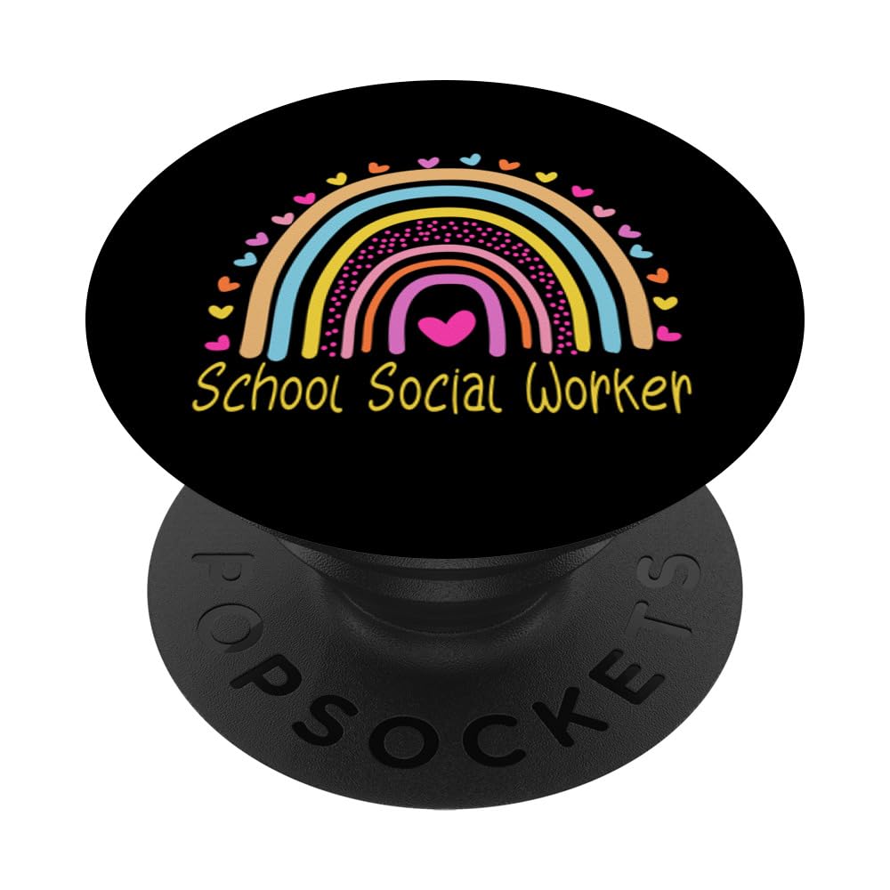 Rainbow PopSockets Adhesive PopGrip for School Social Workers - Swappable Phone Grip & Stand for iPhone, Samsung - Perfect for Classrooms, Therapy Sessions & Daily Use