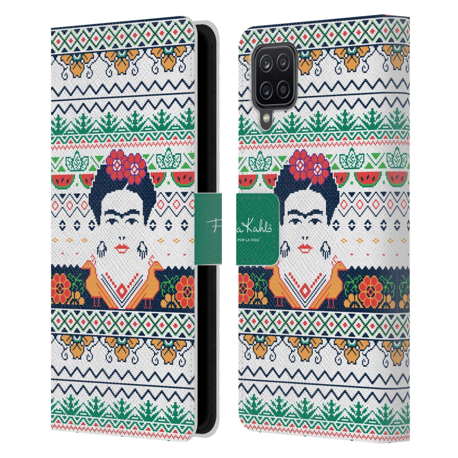 Head Case Designs Officially Licensed Frida Kahlo Peacock Coyoacan Patterns Leather Book Wallet Case Cover for Samsung Galaxy A12 (2020) - Perfect for Work, Travel & Daily Protection