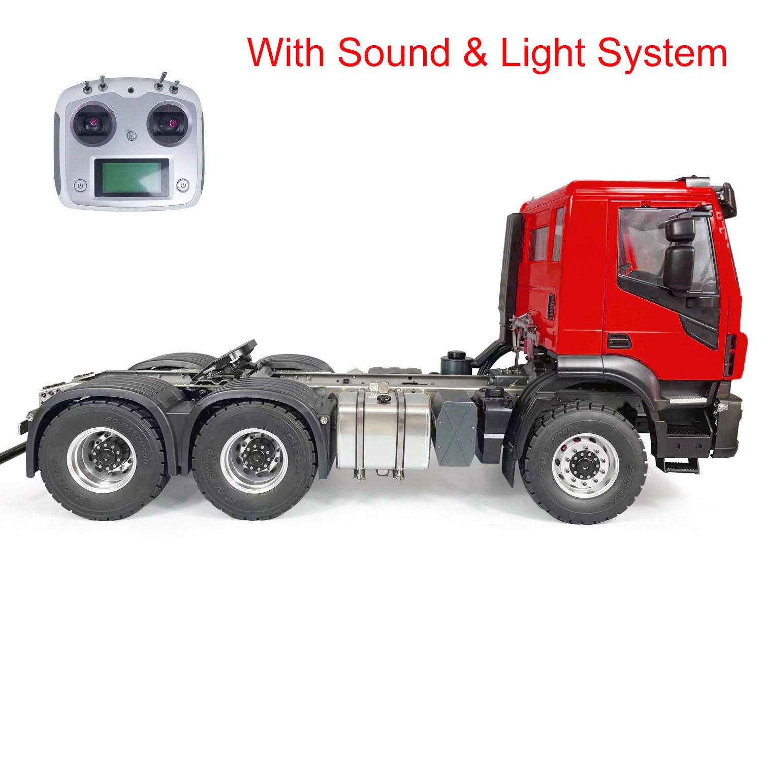 1/14 Scale 6x6 RC Tractor Truck with 2-Speed Transmission - Remote Control Car with Realistic Sounds & LED Lights - Perfect for Off-Road Adventure & Construction Play