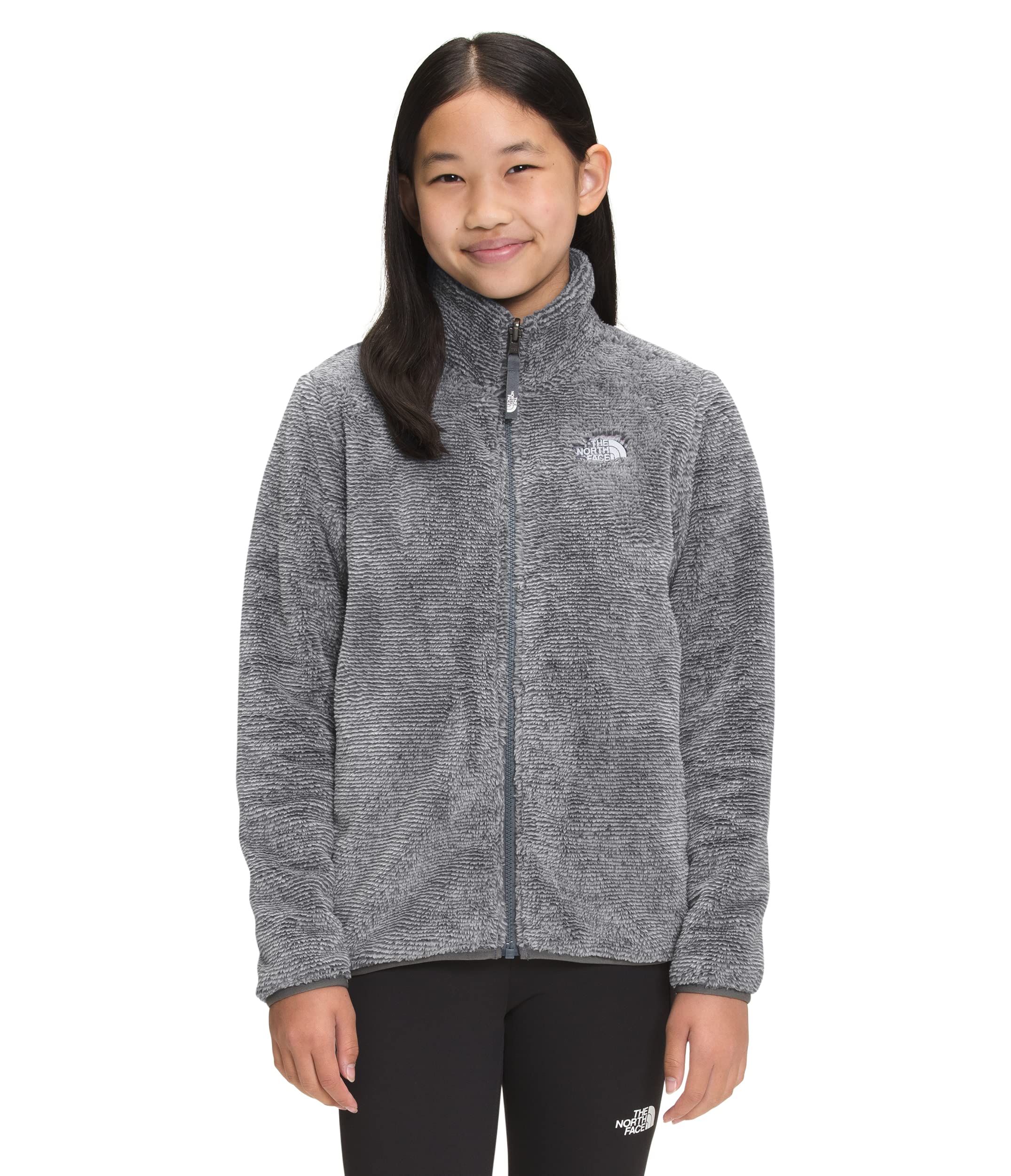 THE NORTH FACE Girls' Suave Oso Fleece Jacket - Soft & Warm Meld Grey Stripe - Size Small - Perfect for School, Outdoor Play & Winter Adventures