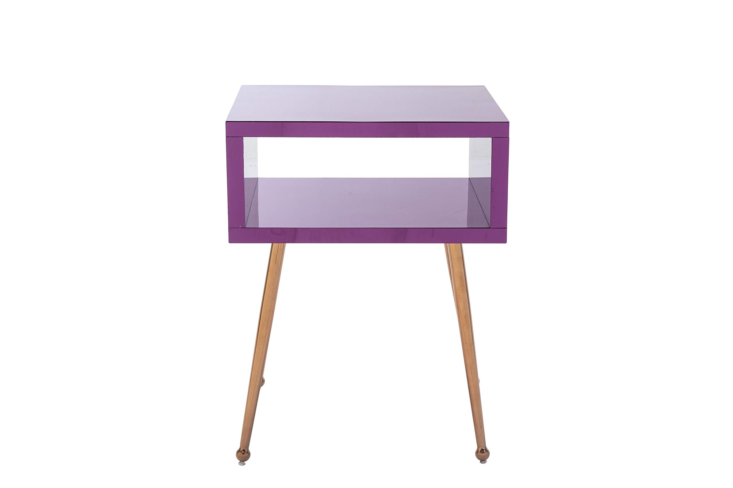 Modern Purple Mirror Bedside Table - Simple & Stylish Nightstand for Bedroom, Hallway or Closet - Perfect for Small Spaces & Home Decor