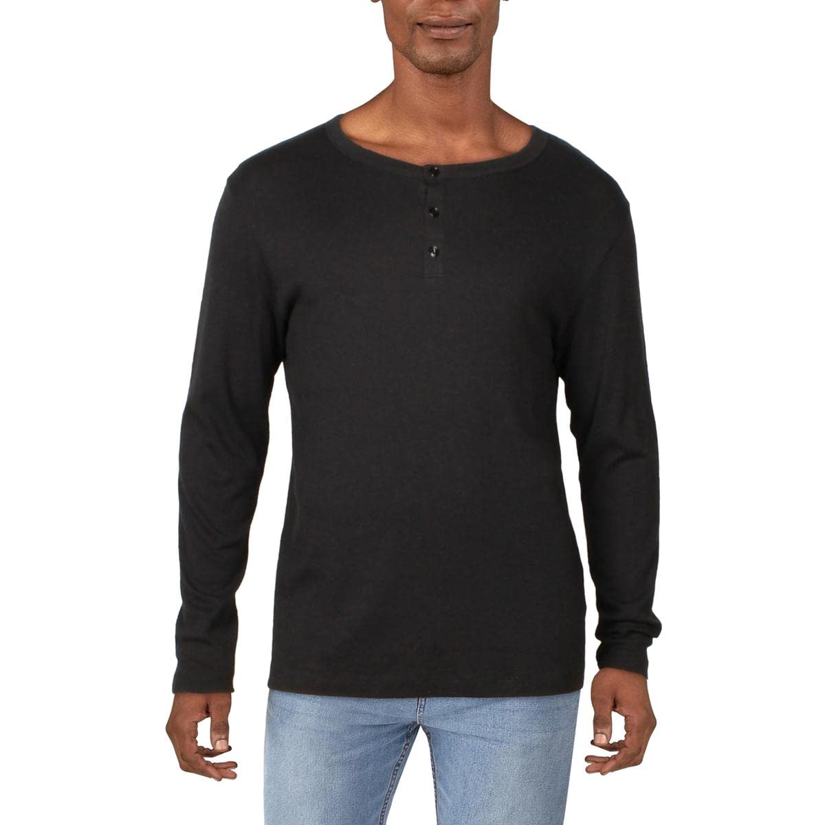 Theory Men's Wyndem Long Sleeve Henley Shirt - Soft Cotton Casual Button-Up Top for Everyday Wear, Office & Date Nights