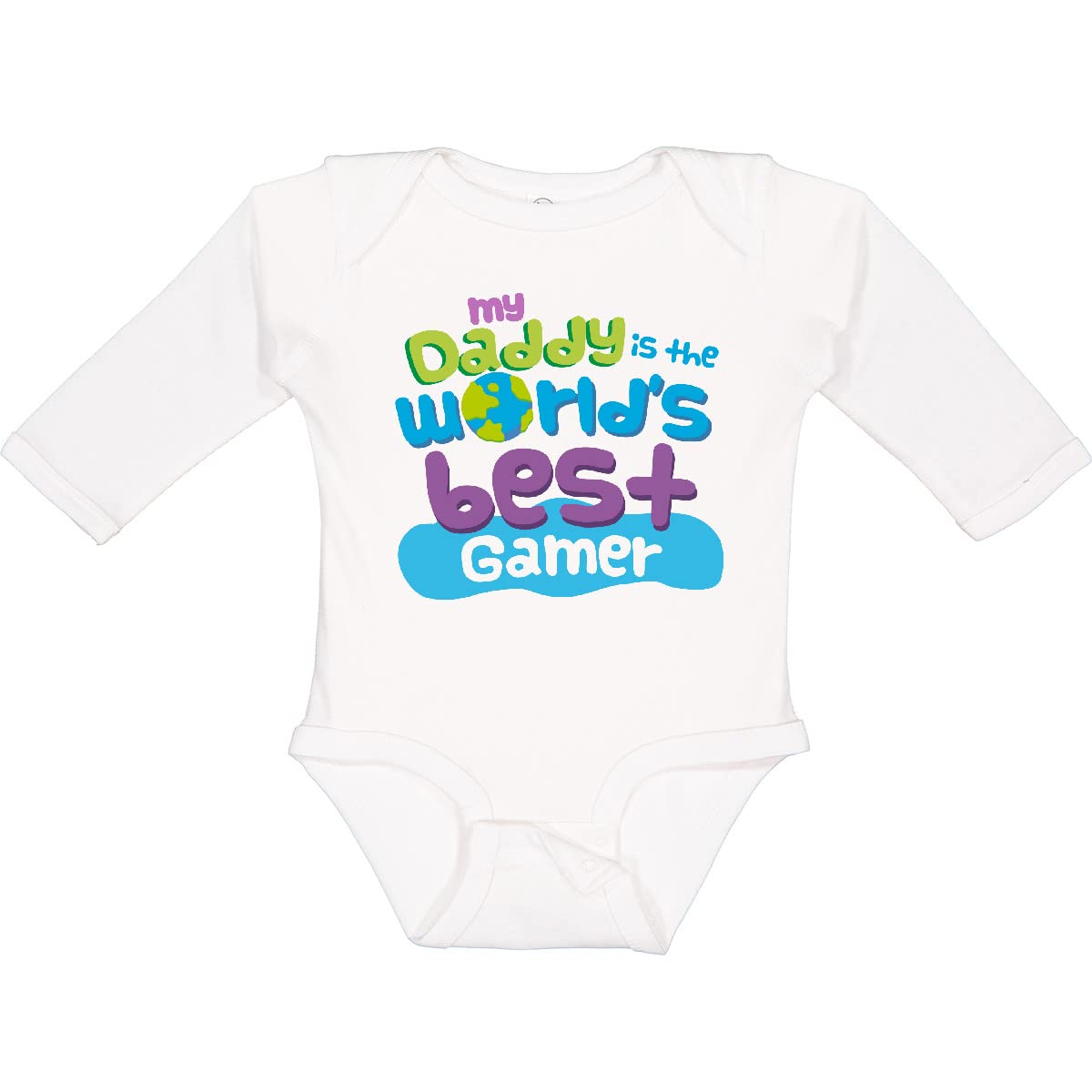Inktastic World's Best Gamer Dad Long Sleeve Baby Bodysuit - Perfect for Gaming Enthusiasts & Father's Day Gifts