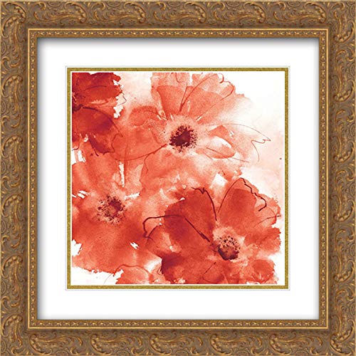 15x15 Gold Ornate Framed Double Matted Museum Art Print - Seashell Cosmos II in Red & Orange by Chris Paschke | Perfect for Living Room, Bedroom & Office Wall Decor