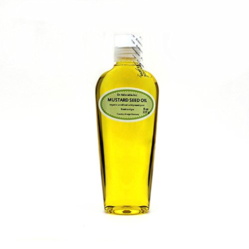 Organic Mustard Seed Oil 8 Oz - Cold Pressed, Unrefined, Pure for Cooking, Hair & Skin Care - Perfect for Indian Cuisine, Massage & Natural Remedies