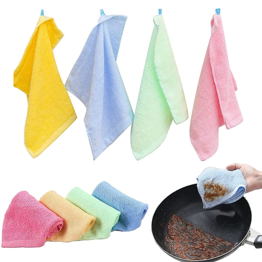 Eco-Friendly Wood Fiber Dishwashing Towels | Reusable Streak-Free Miracle Cleaning Cloths | Super Absorbent Microfiber Dishcloths (8Pcs) for Kitchen, Bathroom, and Car Cleaning