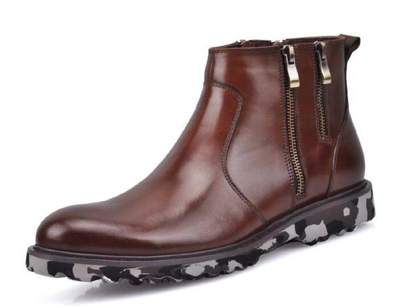 HAPPYSHOP(TM) Men's Genuine Leather Chukka Boots - Casual Zip-Up Ankle Boots for Men, Desert & Martin Style Fashion Footwear | Perfect for Outdoor Adventures, Date Nights & Urban Street Style