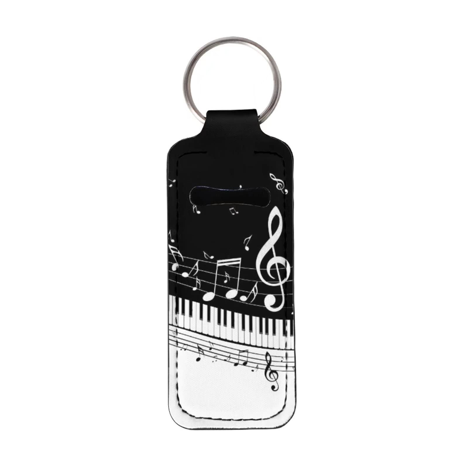 AFPANQZ 5-Piece Chapstick Keychain Holder Set - Piano Music Note Design, Portable Lip Balm Sleeve Pouch with Metal Ring for Travel, Outdoor, and Makeup Accessories - Perfect for Gym, Hiking, and Daily Essentials Organization