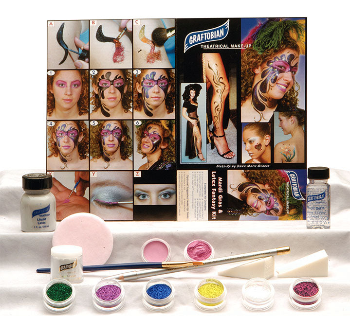 Vibrant Mardi Gras Makeup Kit - Glitter Eyeshadow, Face Paint & Costume Accessories for Carnival Parties & Festive Celebrations