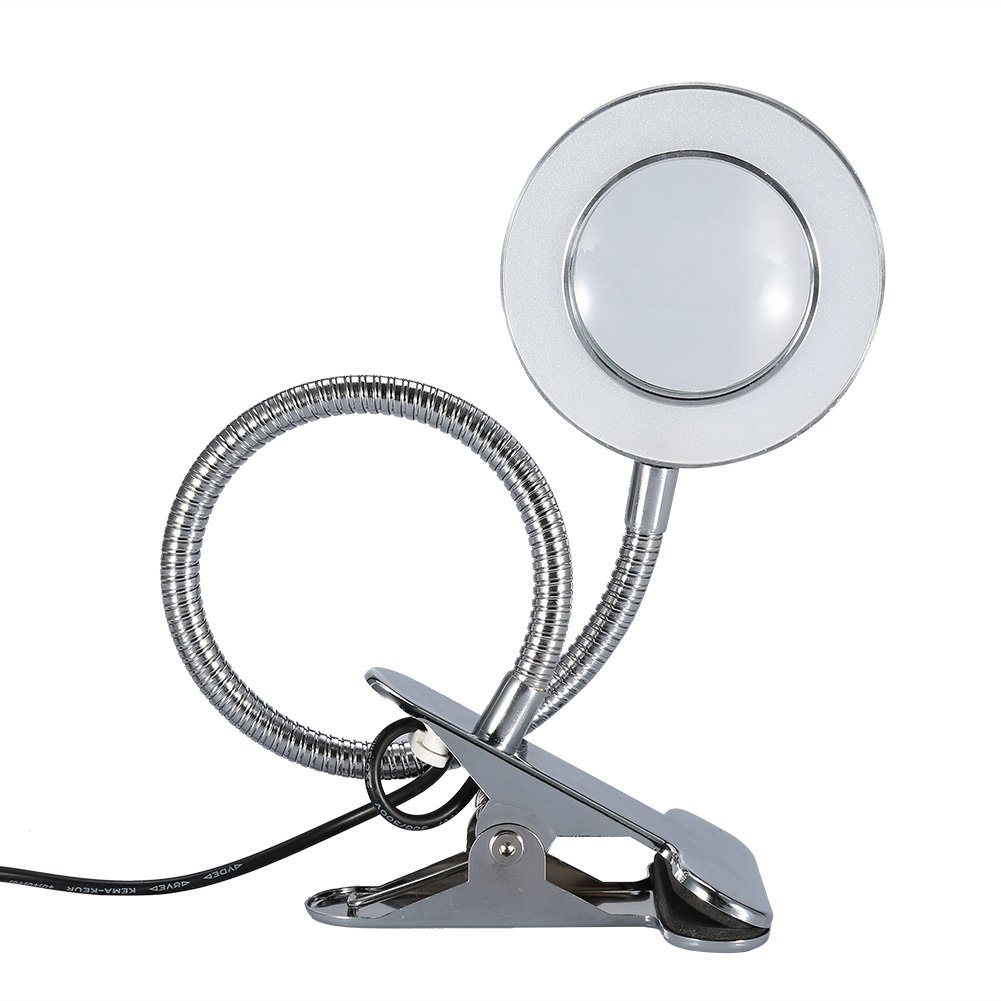Sazao Bright LED Tattoo & Beauty Lamp - Portable Aluminum Magnifying Desk Lamp with Adjustable Head, 2.5X Magnification for Tattoo Artists, Reading, Crafts & Home Office Use
