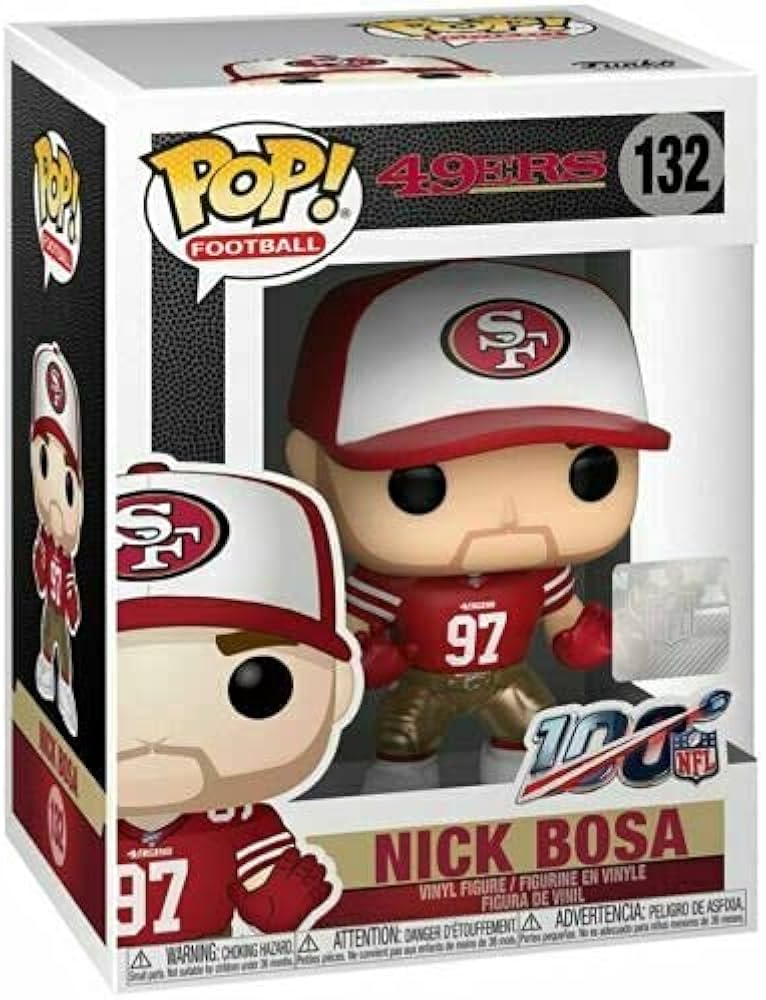 Nick Bosa NFL Funko Pop! Vinyl Figure #132 with Protector Case - Perfect for Football Fans, Collectors, and Sports Memorabilia Displays