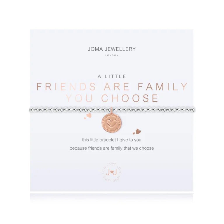 Joma Jewellery Bracelet - A Little Friends Are The Family You Choose | Sterling Silver Friendship Bracelet for Women | Perfect Gift for Best Friends, Sister & Loved Ones | Everyday Wear & Special Occasions