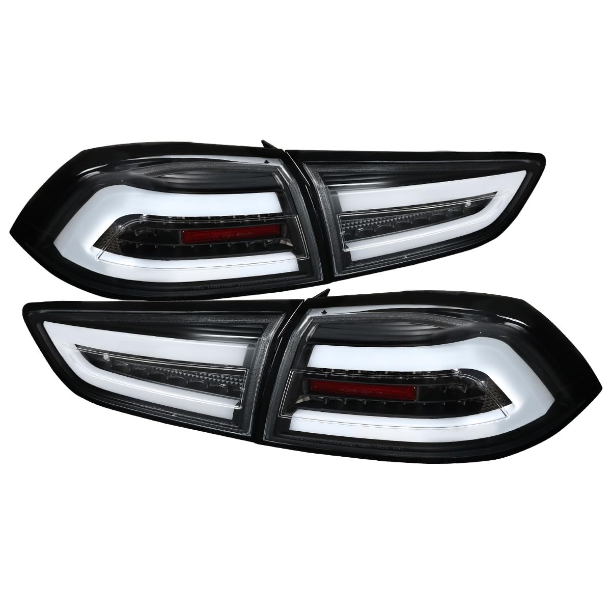Mitsubishi Lancer 08-17 & EVO X 08-15 LED Tail Lights - Black Brake Lamps Pair - High Visibility & Style Upgrade for Night Driving & Car Customization